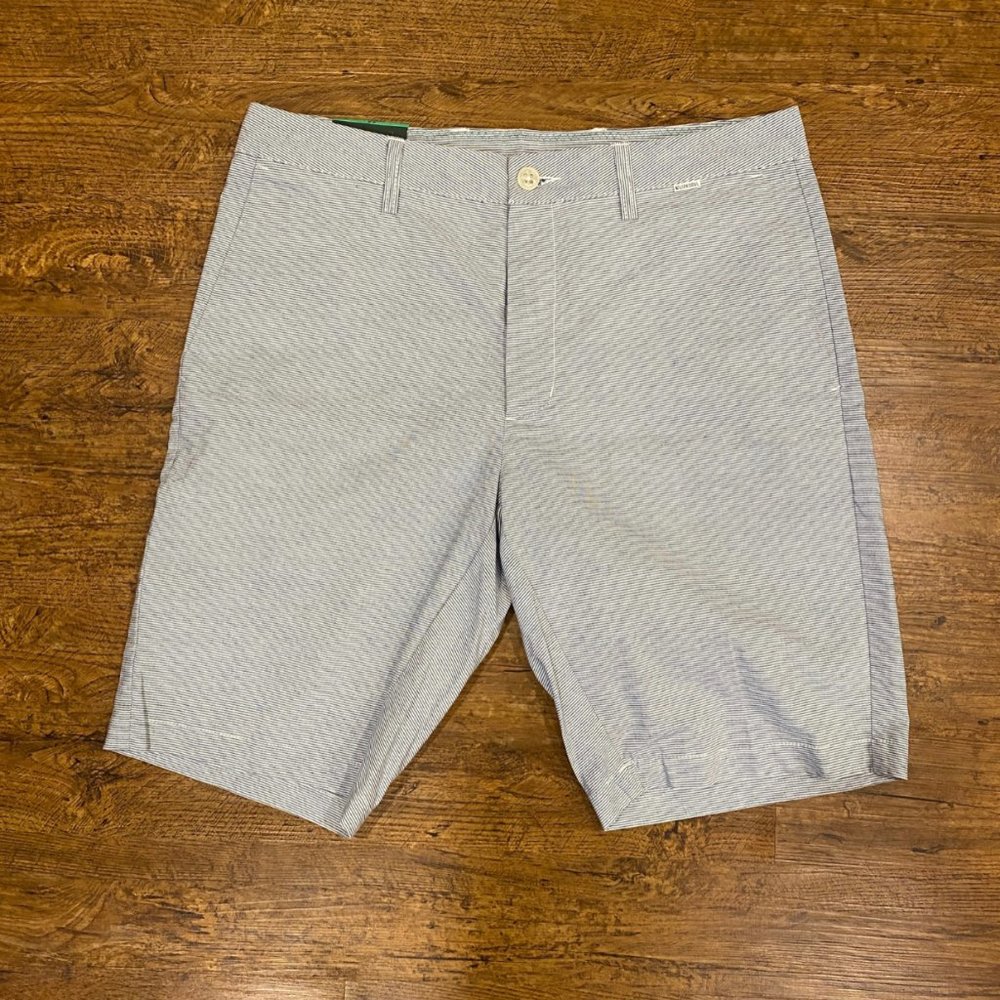 LINKSOUL Blue White Striped Casual Preppy Golf Chino Shorts Bermudas Men's 33x10